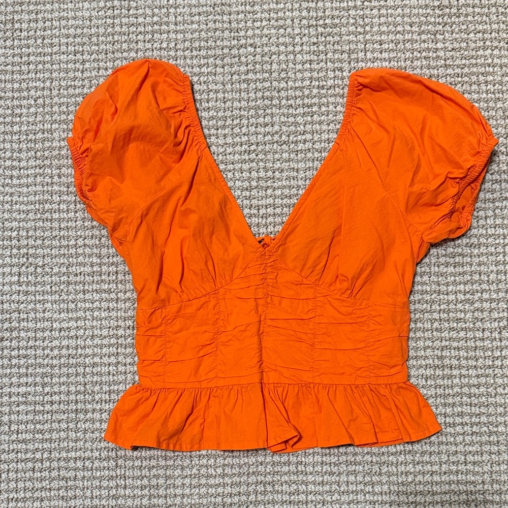 Orange Ruched Women's Top